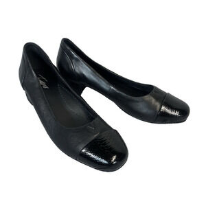 Trotters Black Leather Slip On Heels Shoes size 9.5 N Comfort Supper Career